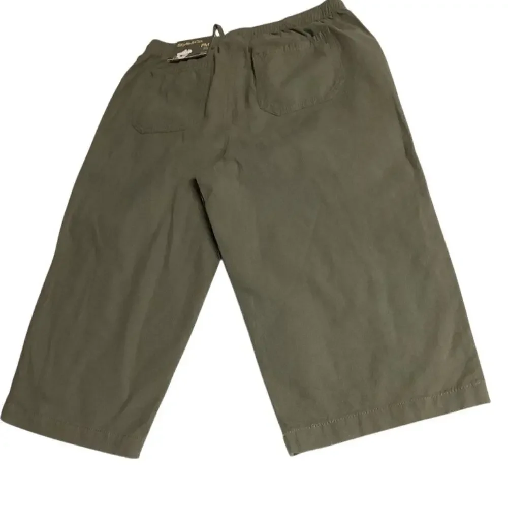 Style & Co Women's PM Green Drawstring Capri Pants Casual‎ Summer